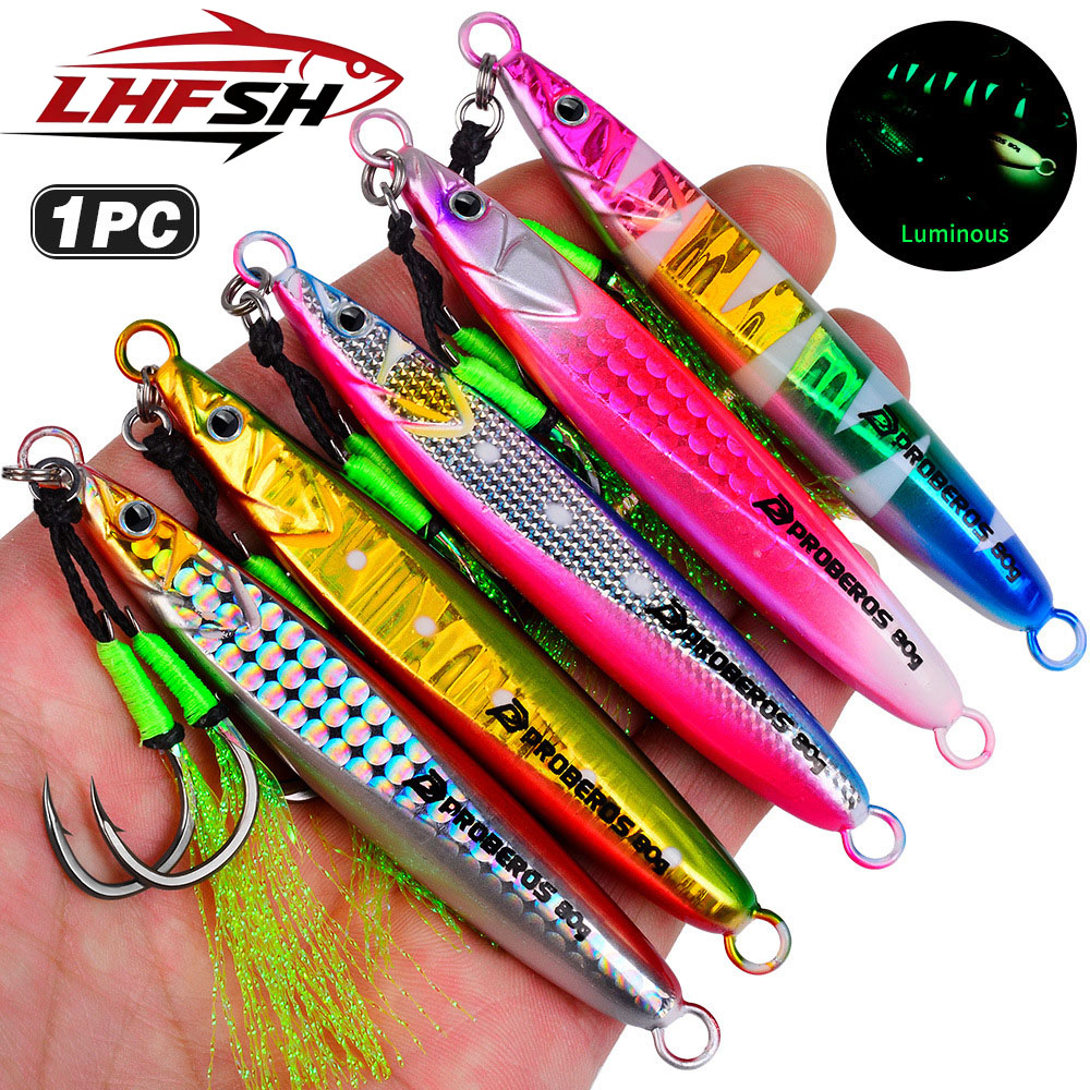 Fishing Hook Treble - LHFSH Leuchtende Metall-Jig-Angelköder, Hartköder 20g-80g, langsam