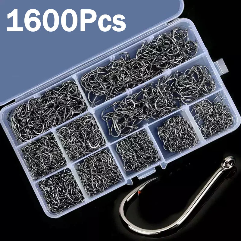 Fishing Hook Circle - 50–1600 Stück/Box Angelhaken, Kohlenstoffstahl, stark, scharf,
