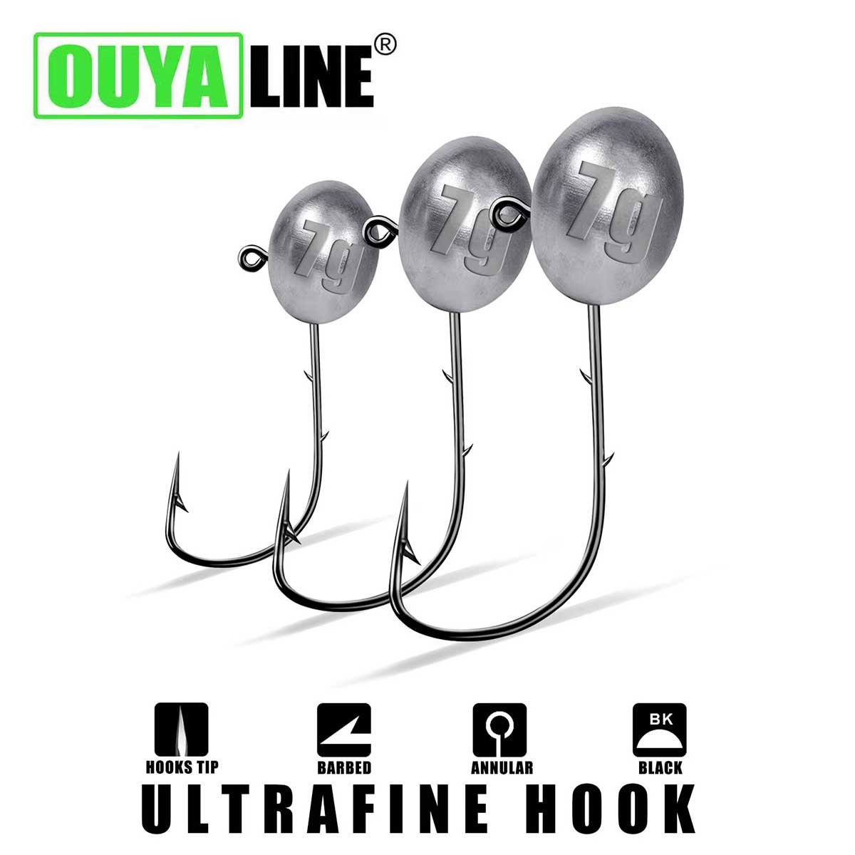 Fishing Hook Offset - Jig Kopf Haken 1X Rockfish Ajing