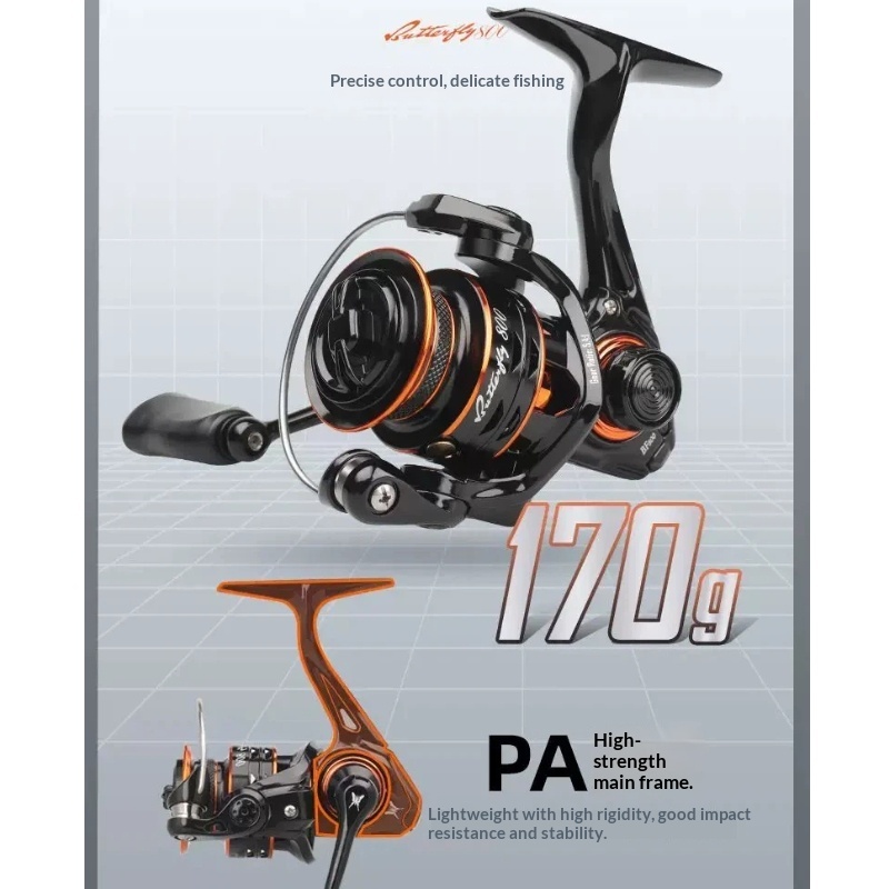 Abu Garcia Reel Revo - Butterfly Spinnrolle, Größe 800, ultraleicht, flache