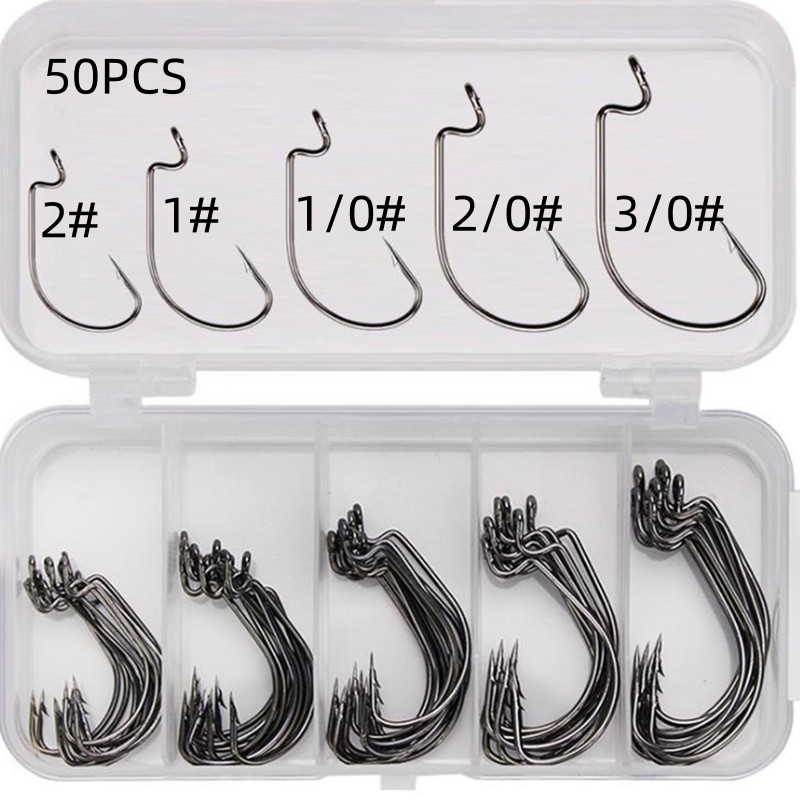50 Stück/Box Hochkarbon-Stahl  – Fishing Hook Offset Bewertung und Preis